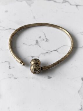 Pandora Moments smooth snake chain bracelet, style 590728. Sterling silver.